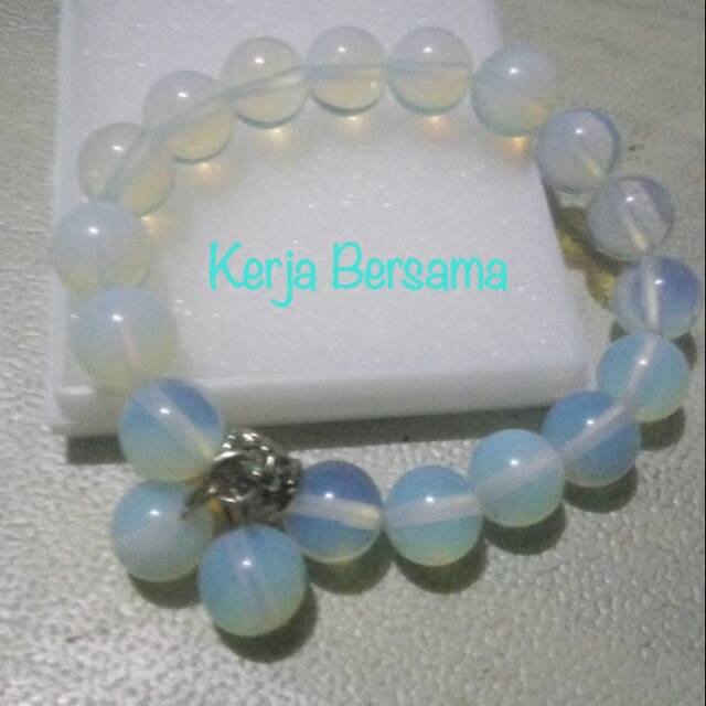 Gelang batu biduri bulan 12mm juntai