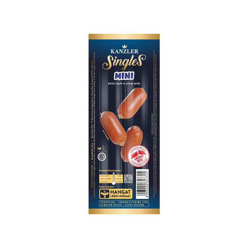 SAUSAGE SINGLES MINI KANZLER 65GR SOSIS SINGEL CRISPY SKIN HALAL