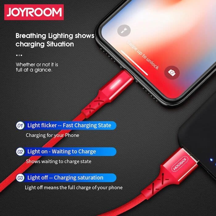 Joyroom Cable aple lighting 1 meter Red