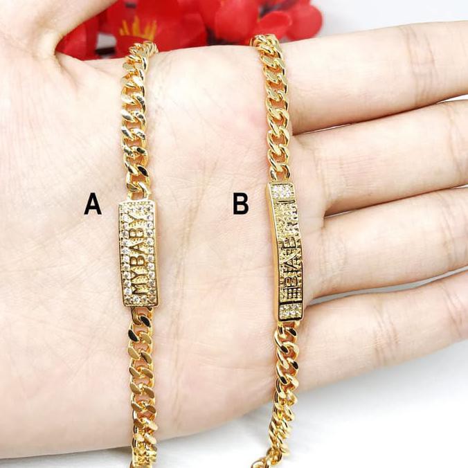 promo Gelang Anak Bayi Xuping Rantai Plate Lapis Emas 18k Gold - BB148