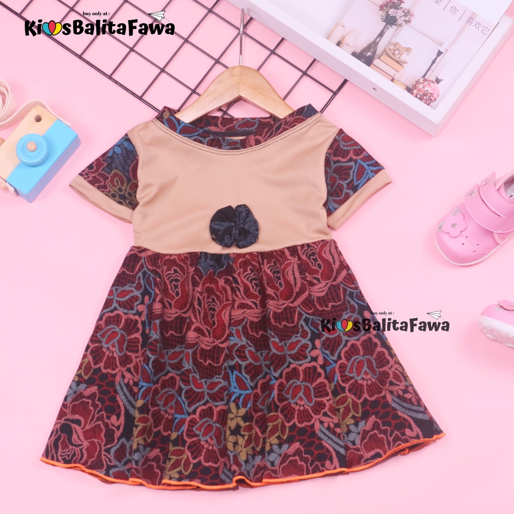 (BATIK) Dress Pita Baby uk 6-12 Bulan / Baju Etnik Anak Bayi Perempuan Dres Lengan Gaun Murah Adem