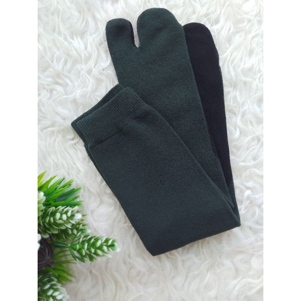 Kaos kaki polos tapak hitam jempol muslimah dewasa nylon spandek-2