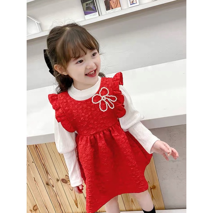 【Baru Datang!!】0-4Tahun QZ-95 Dress anak perempuan/Gaun putri Modern lengan panjang  Fashion Anak Impor