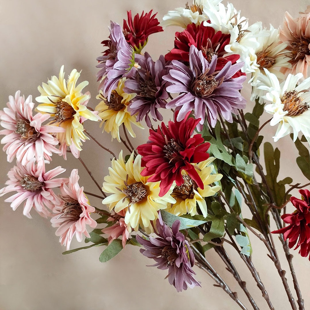 Artifical Flower Silver Townsendia Daisy Bunga Plastik Imitasi Dekorasi Pajangan Rumah