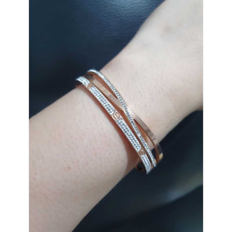 Gelang Titanium Rosegold Premium Quality tidak karatan gelang Stainless steel Branded Band