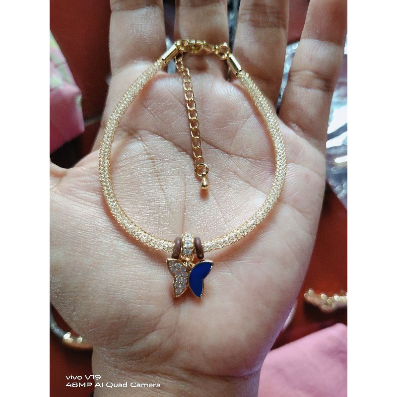 gelang kawat gliter/crystal + charm xuping