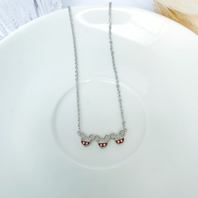 Kalung anak miki PERAK ASLI SILVER 925 lapis emas putih
