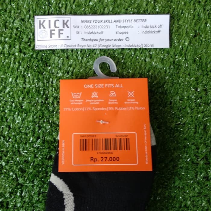 KAOS KAKI SEKOLAH/ KAOS KAKI OLAHRAGA ORTUSEIGHT RAPID SOCKS S - BLACK