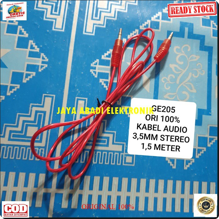 G205 ORIGINAL kabel aux audio hp handphone dual 3.5mm sound system stereo jek jack sambungan elektronik speaker spk musik mp3 suara laptop DLL multifungsi universal original G205  1,5 meter / 150 cm  KABEL 3.5MM KE 3.5MM  Bisa segala JENIS HP  Penyambunga