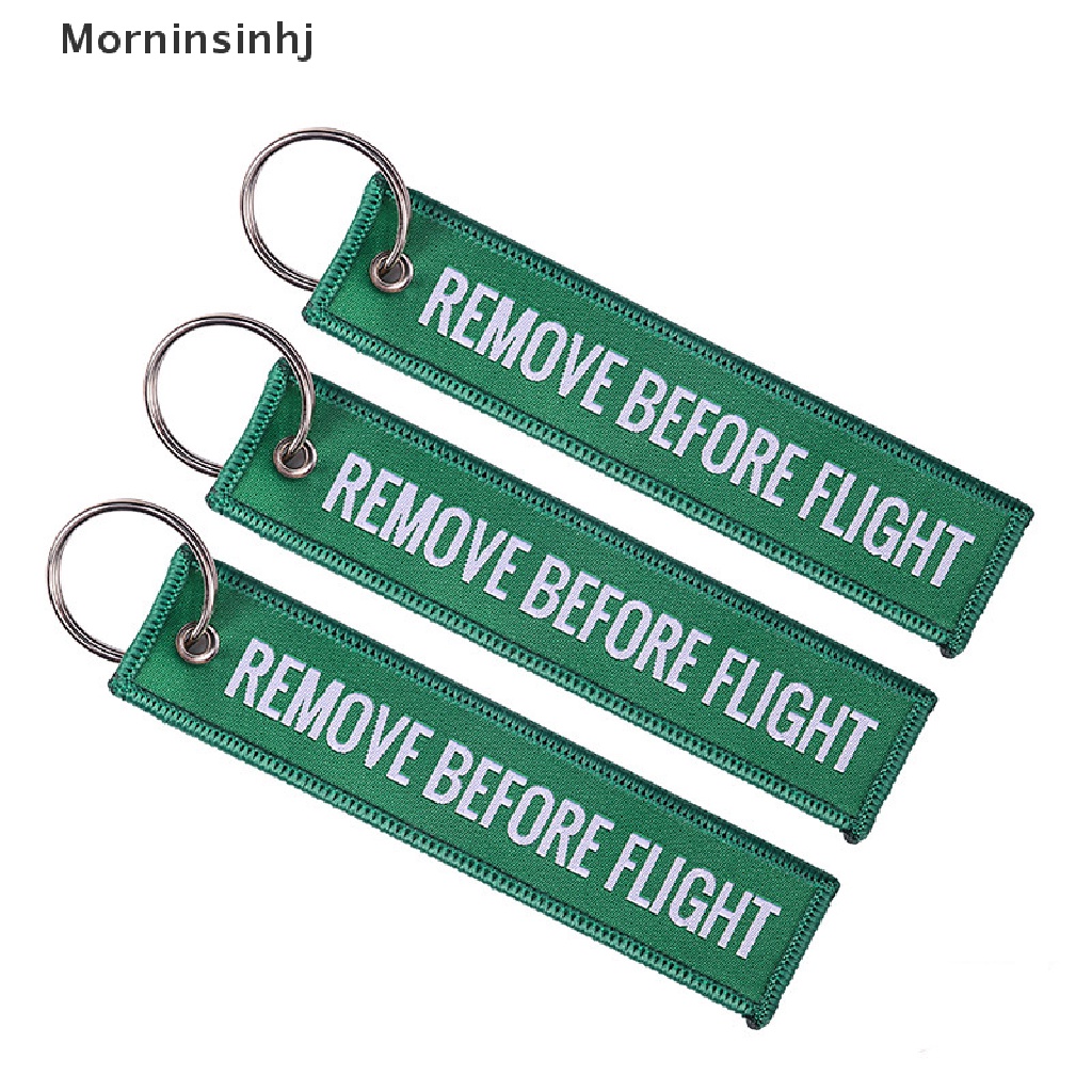 Mornin Remove Before Flight Keychain Keyring Gantungan Kunci Polyester Bordir Pesan13 * 3CM id