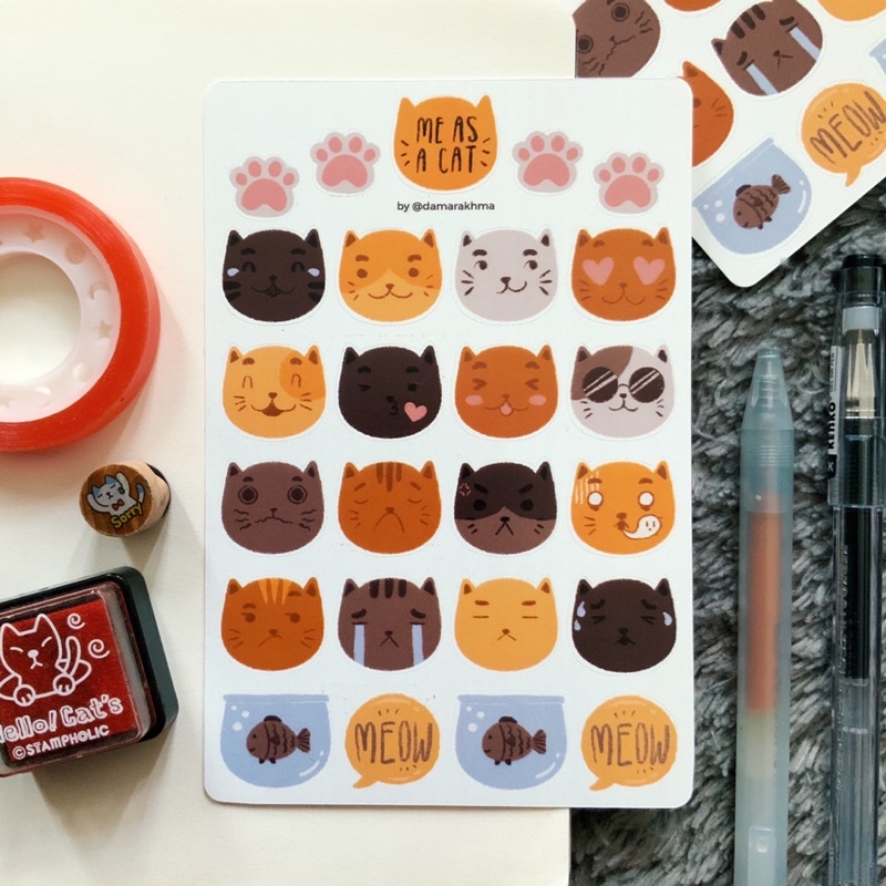

Me As A Cat Journal Sticker - Stiker Planner Kucing | damarakhma