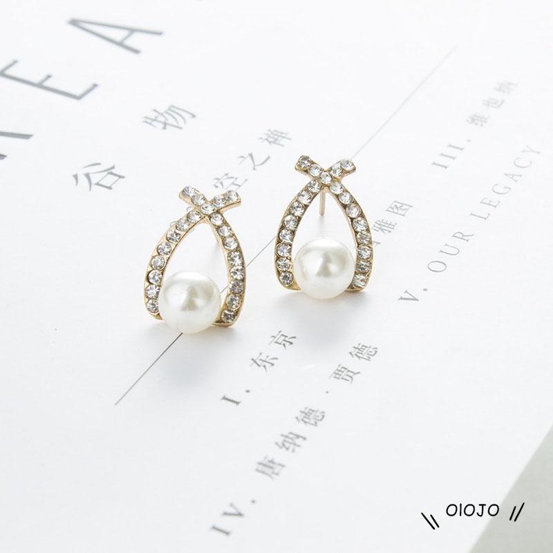 Korea Elegan Anting Mutiara Wanita Fashion Aksesoris Mewah - ol