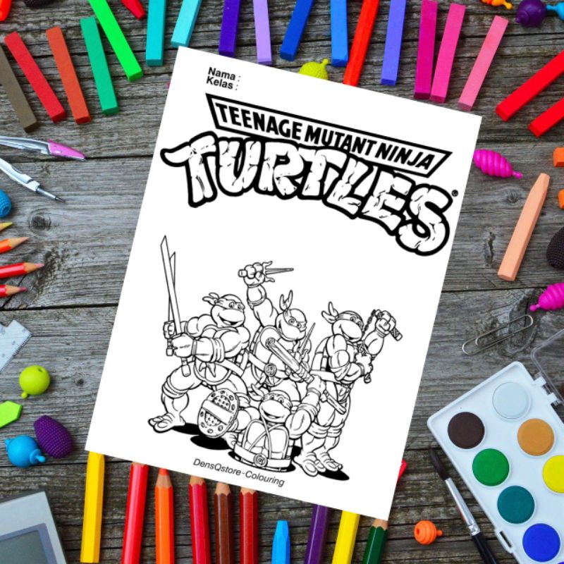 

Kertas Mewarnai Anak Tema Ninja Turtles / Kertas Gambar (10 Lembar Gambar)