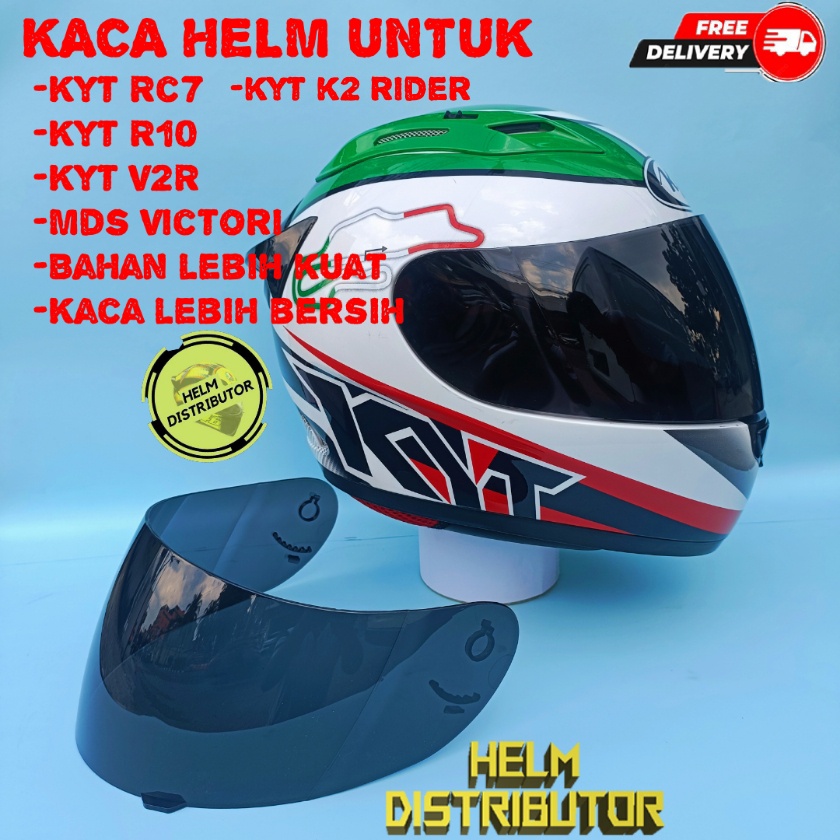 Kaca Helm KYT R10 R-10 / RC-7 RC7 / K2 Rider / Victory Kaca Helm Flat Full Face