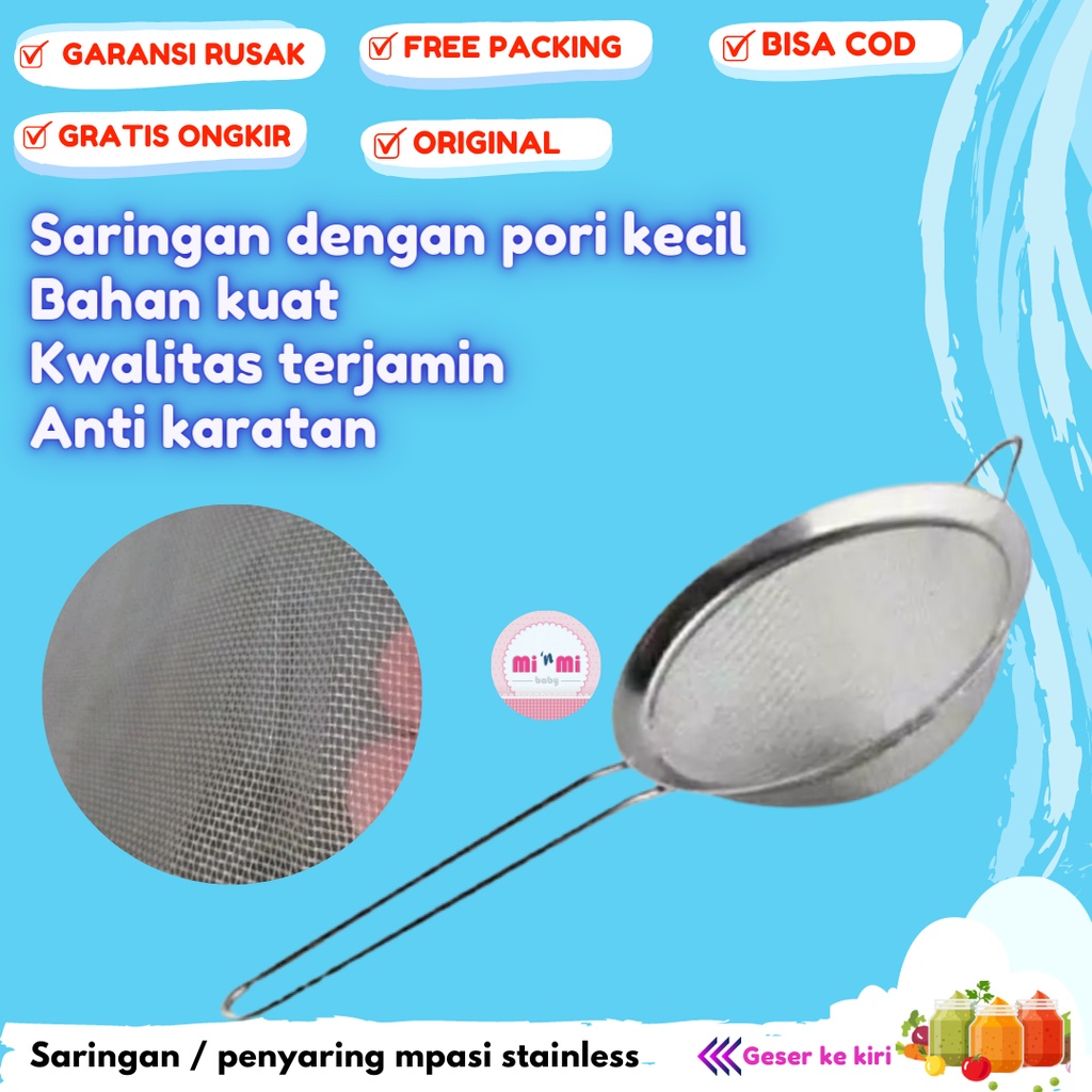 Peralatan perlengkapan alat saringan penyaring mpasi bayi kopi teh minyak goreng tepung stainless
