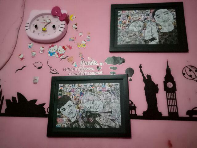 Mozaik Black And White In Black Frame (42x30)