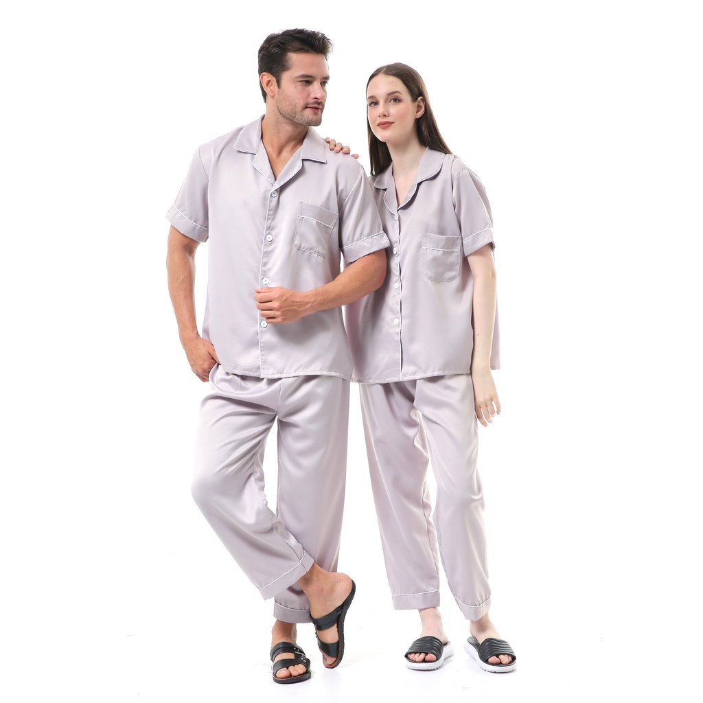 Zavyn Setelan Piyama Couple Short Sleeve Satin Silk Premium