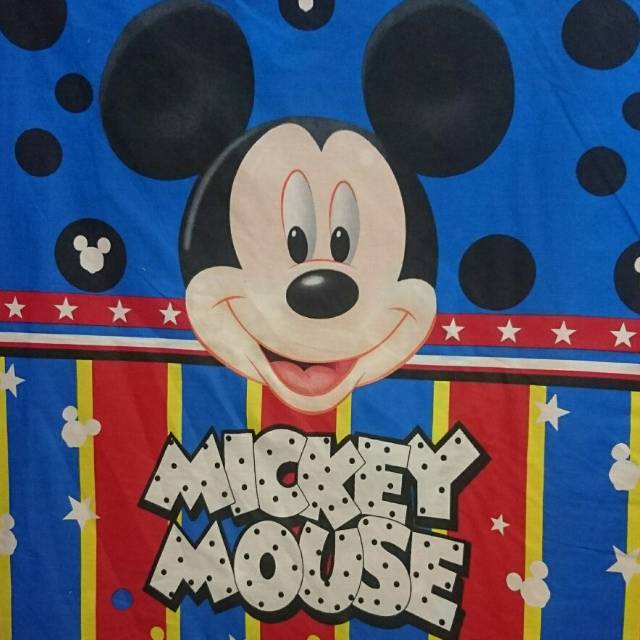 Bahan Kain Sprei Katun Singapore | Katun CVC Harga Termurah | Motif Anak Mickey Mouse