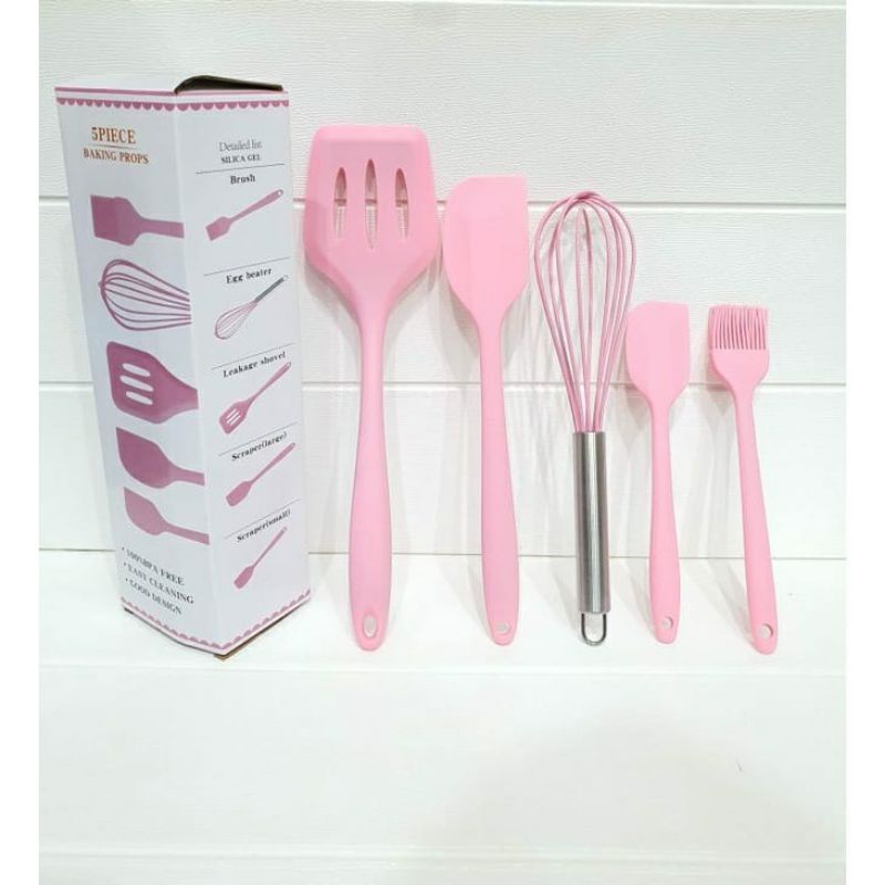 0SPATULA SILICON SET 5 IN 1 KEMASAN DUS ADA 5 WARNA