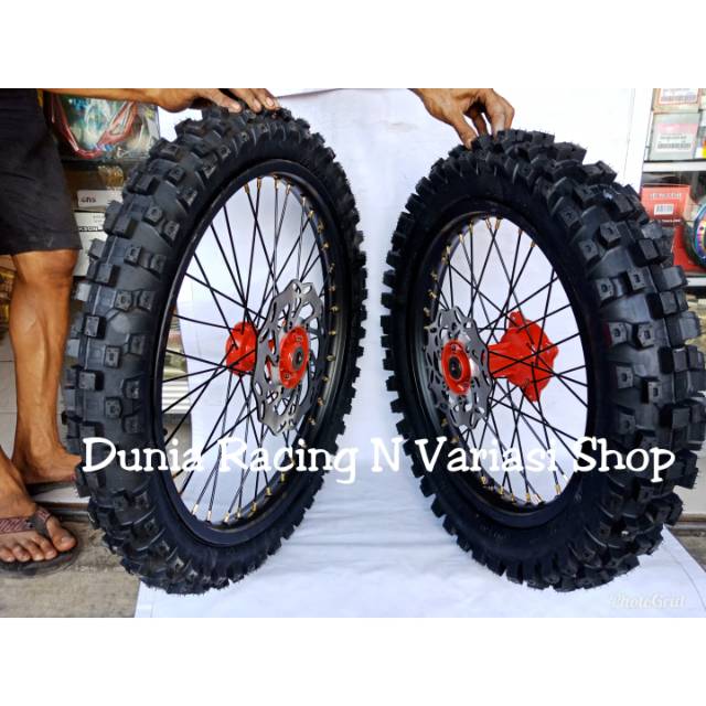 Paketan Velg KLX 150 DTracker ring 16 19 ring 18 21 Ban luar piringan cakram + stel pasang Stoper Ban