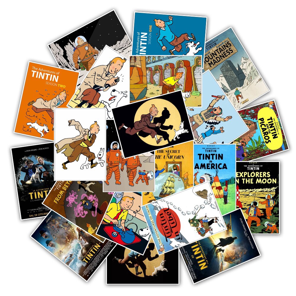 25pcs The Adventures Of Tintin Anime Stickers For Jdm Style Skateboard Motorcycle Luggage