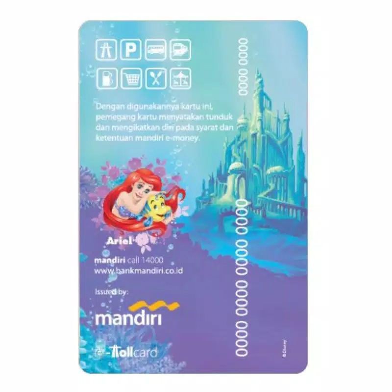 eMoney Card DISNEY PRINCESS - PRINCESS ARIEL ORI /Like eTOLL Tapcash Flazz or Brizzi