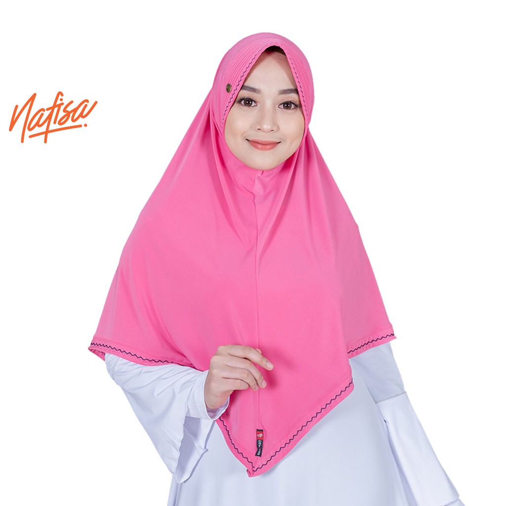 TERBARU !!! Kerudung Instan Nafisa Belvana | Hijab Instan Jumbo Hijab Instan Muslimah Jilbab Bergo Pesta Simpel-Pink Baby