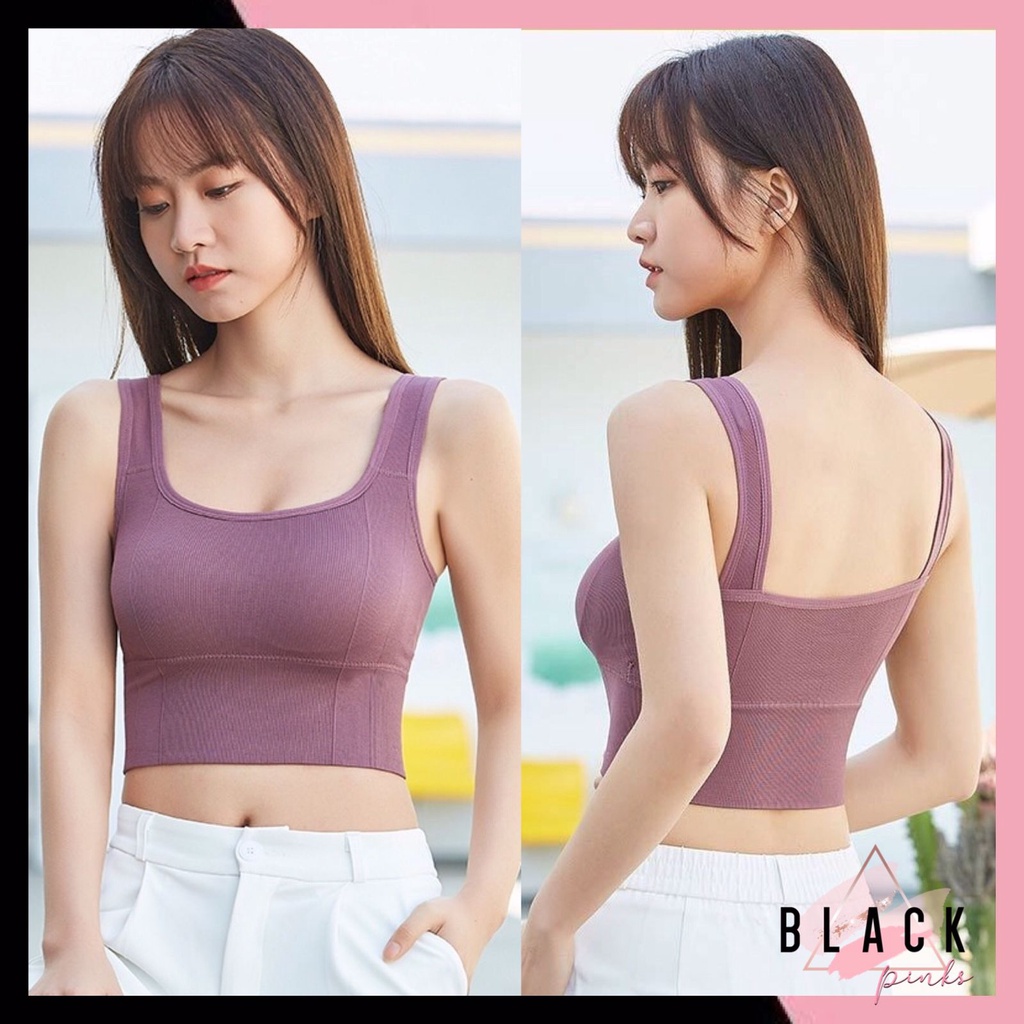 Blackpink Sport Bra BH Olahraga Pakaian Dalam Wanita Bra bh Sport Yoga Gym Lari Wanita COD 1179