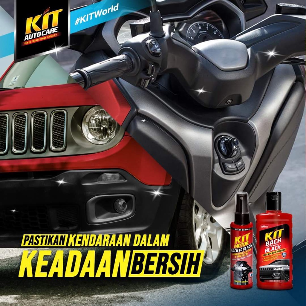 KIT Motor Back To Black 115 ml / Menghitamkan &amp; Mengkilapkan Trim Motor Mobil