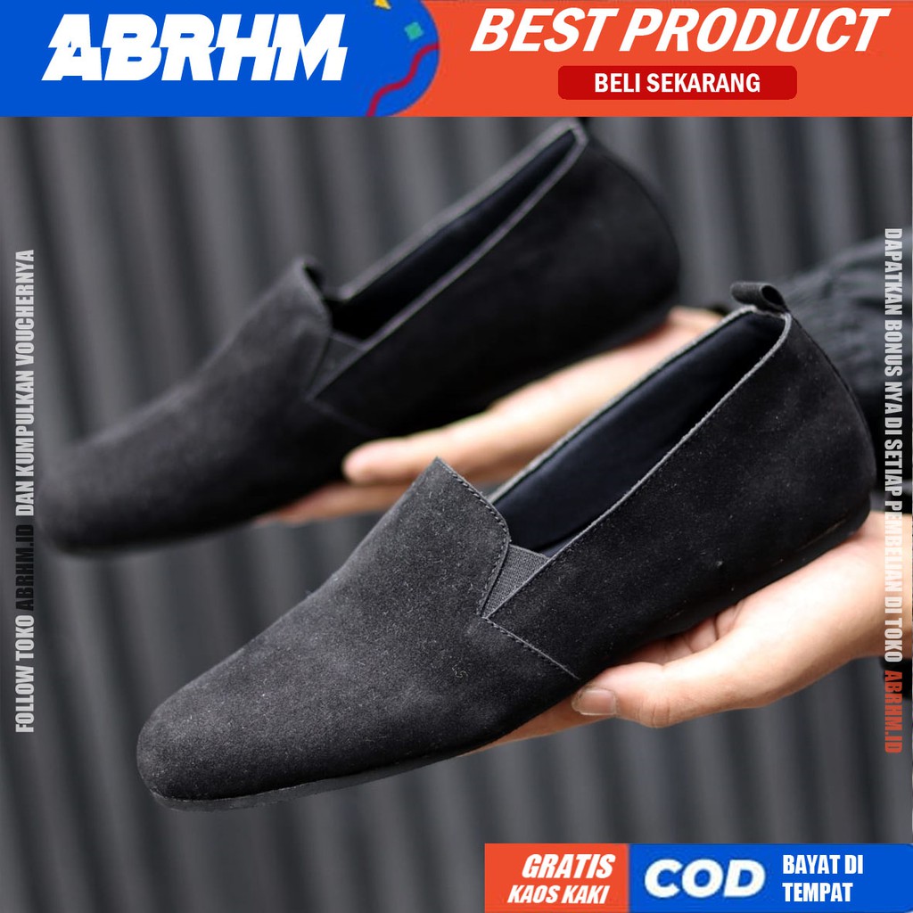 ABRHM x KORD Sepatu casual Slip On Kulit Sintetis Kasual Formal Pria Kerja Santai Kuliah Anti Slip Original