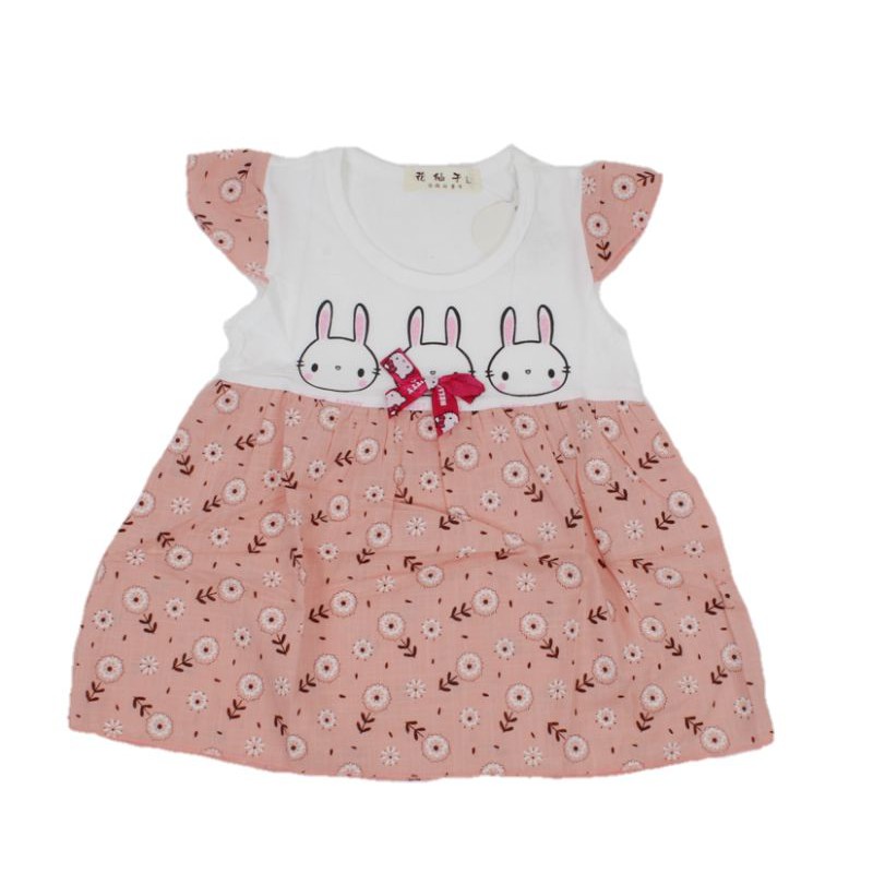 DRESS FASHION BAJU ANAK PEREMPUAN MOTIF RABBIT 1-2 TAHUN NEW