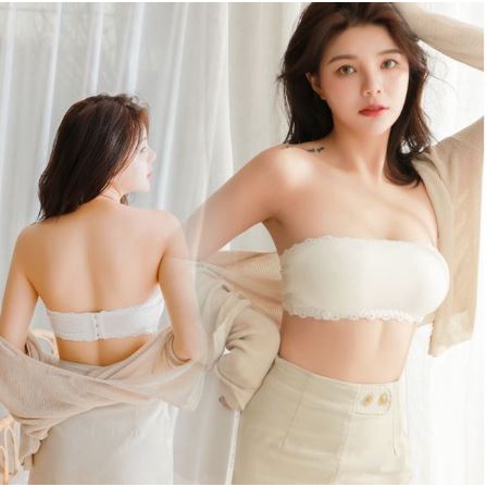 DF BR099 Bra Crop Sexy Kemben Renda Model Busa Tanpa Tali Crop Top