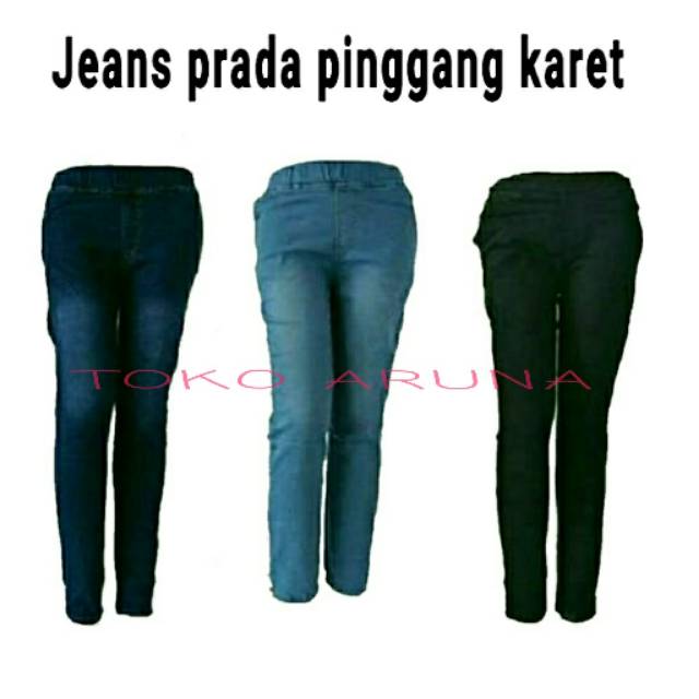 Celana jeans pinggang karet / jeans karet
