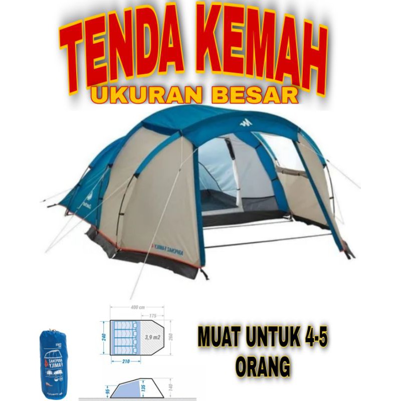 Tenda Camping Kemah Camp Trekking Gunung Ukuran Big Size Jumbo Besar Garansi Tent Kemping 4 5 Orang