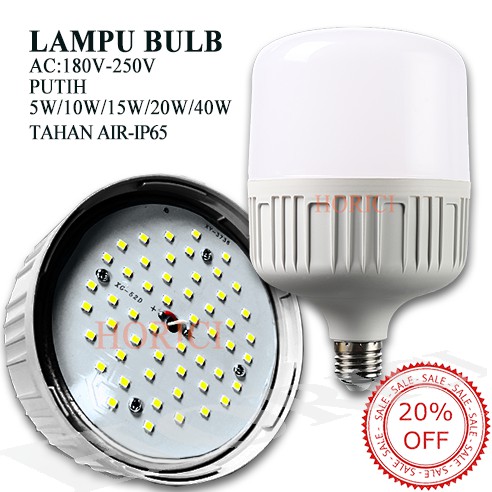 MURAH GROSIR LAMPU LED BOLA 85V-265V ADAPTOR 5W 10W 15W 20W 40W E27 Lampu LED Bohlam