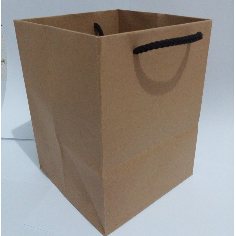 

PAPERBAG MURAH KRAFT COKLAT POLOS WADAH KADO TOPLES UKURAN PXLXT 16X16X24 BERTALI BAGUS