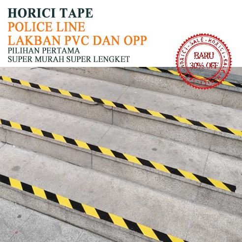 Warning tape merek Horici/OPP PVC Police Line tape Barricade tape 45mm X 30m+2m Marking Floor/Isolasi