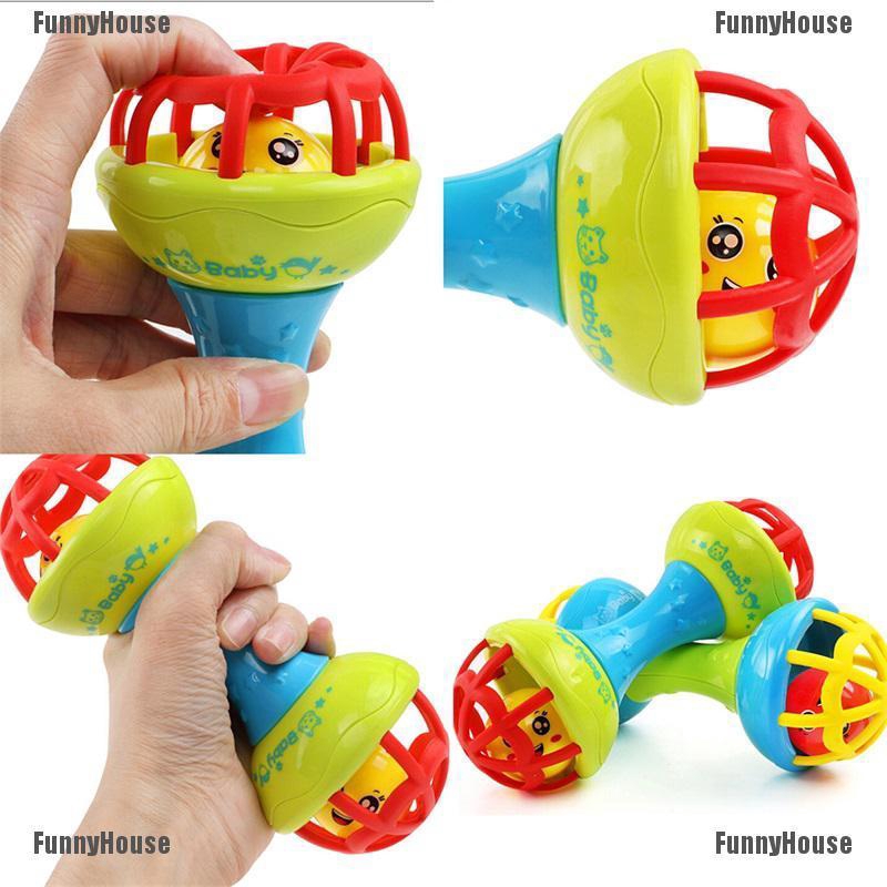  Mainan  Teether Kerincingan Bentuk Dumbell Bahan Silikon 