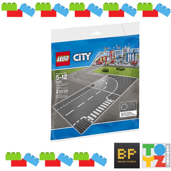 Lego 7281 City - T-Junction & Curved Road Plates