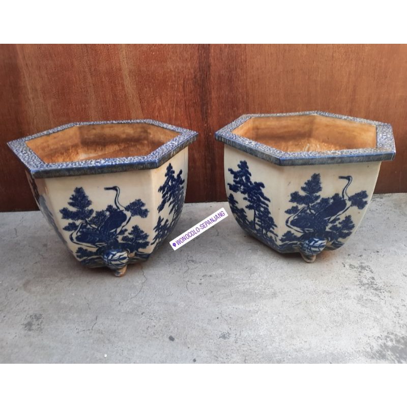 #pot bunga sepasang jepang #porcelain lama #vintage antik #lawas kuno #hiasan pajangan