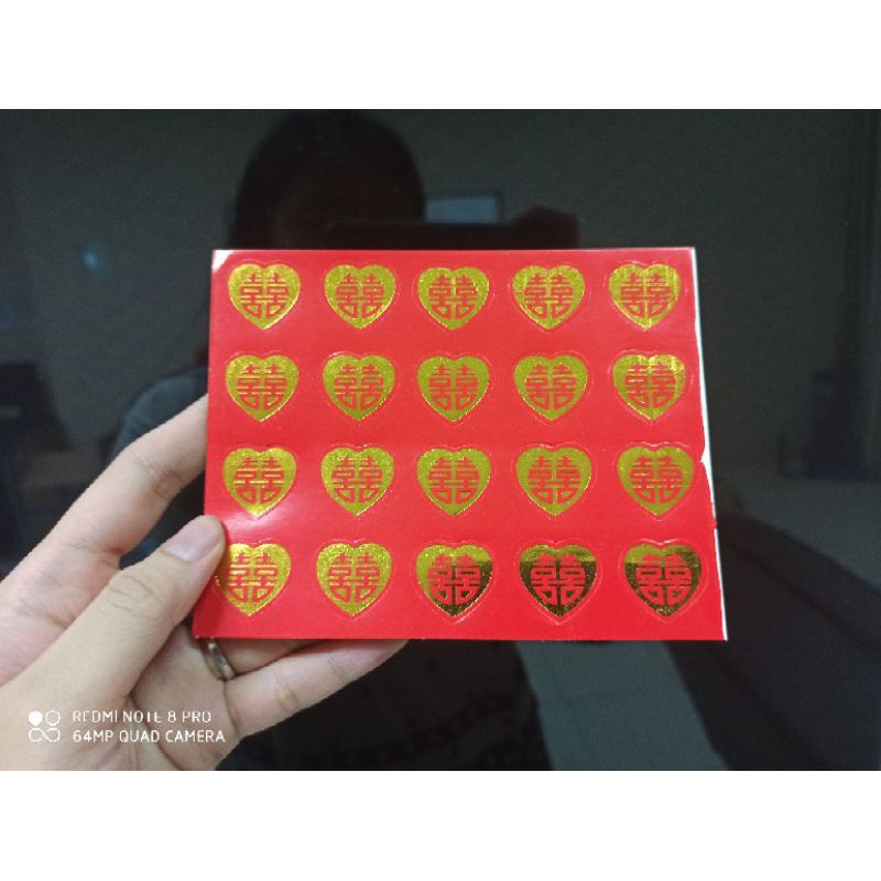 

Stiker Shuang xi Hati Diameter 2,3cm isi 20