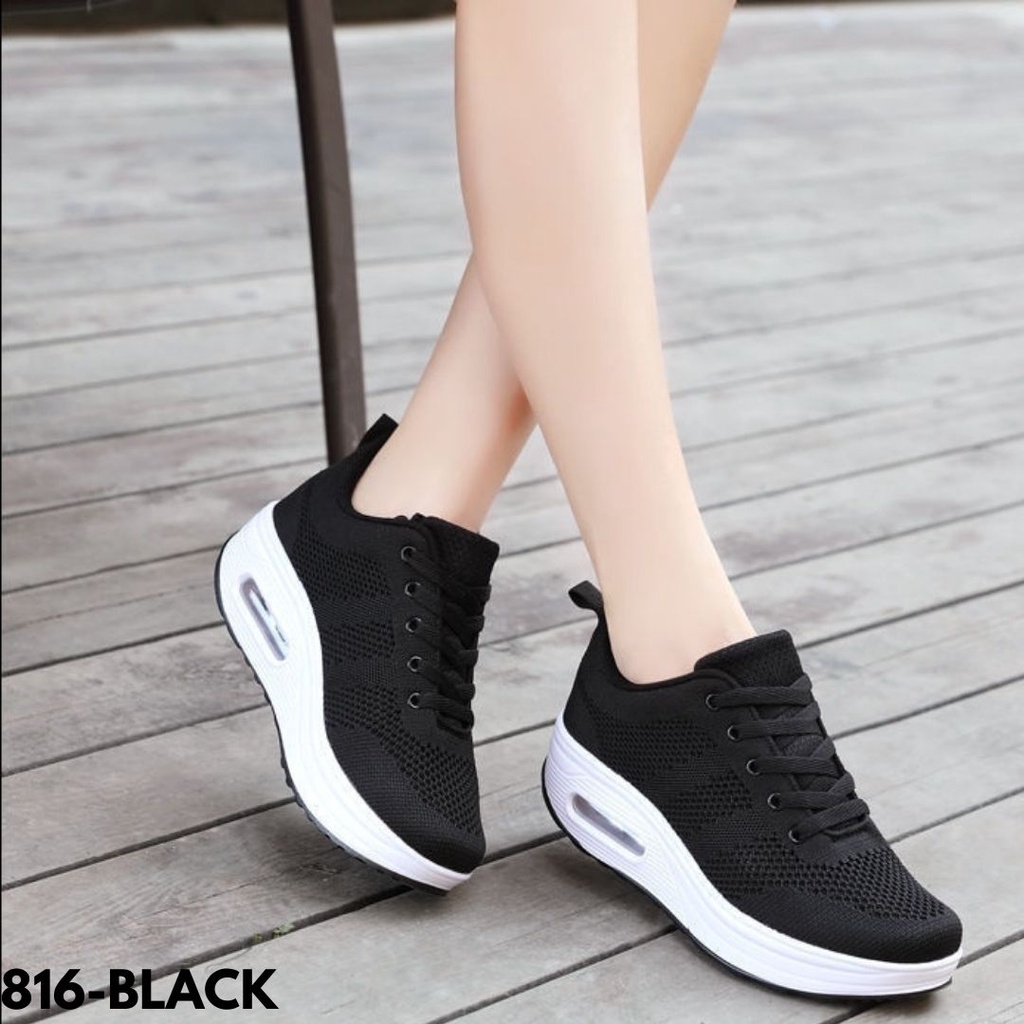 SNEAKERS WANITA IMPORT SPORT NAMAN HIGHSOLE OLAHRAGA ENTENG RINGAN ELASTIS ANTI SLIP TERBARU 816