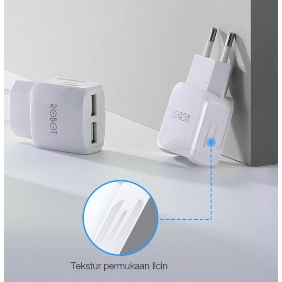 Batok Charger Robot 2,4A RT-K6 - RT-K8 Plus Dual Port USB