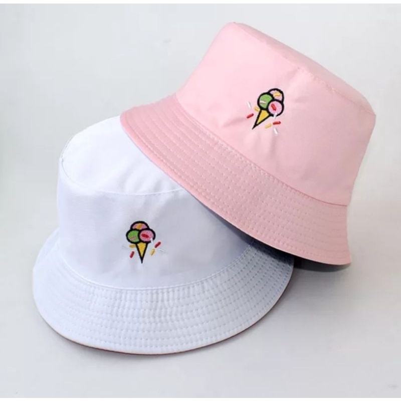 topi bucket hat pria dan wanita bolak balik bervariasi bordil bolak balik luar dalam 100% premium