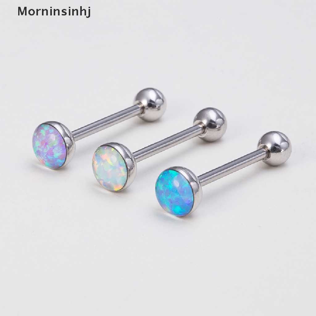 1 Pc Cincin Tindik Lidah Bentuk Barbells Helix 14G Bahan Stainless Steel Gaya Punk Untuk Wanita