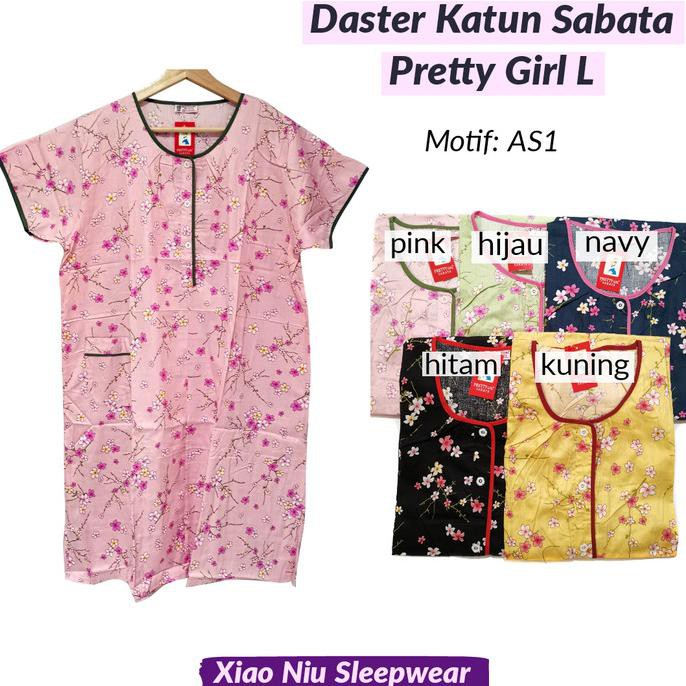Best Seller # Daster Katun Sabata Pretty Girl / Baju Tidur Wanita - D.Sabata L