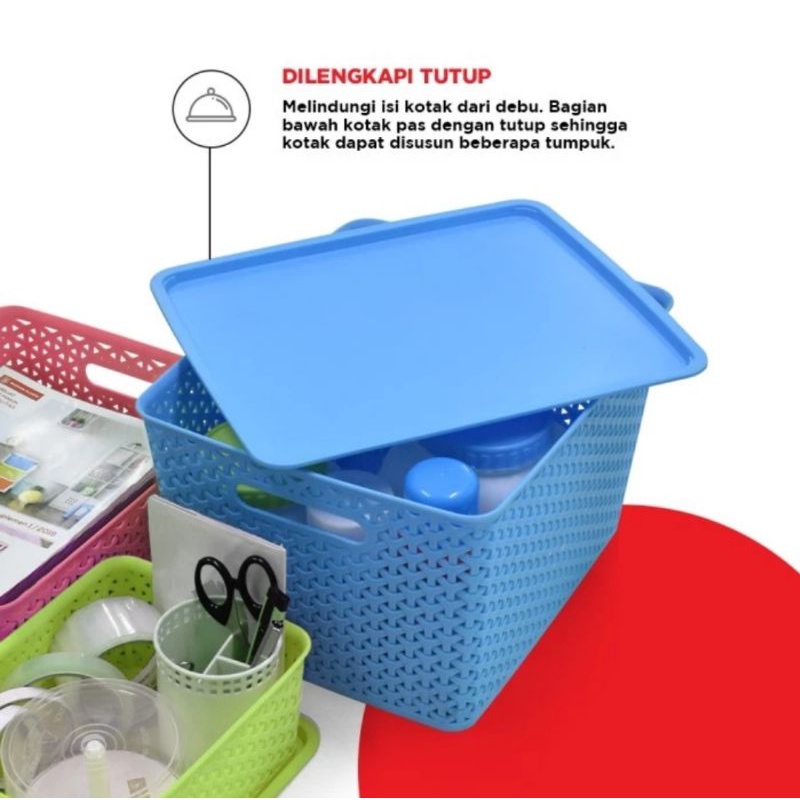 Maspion Keranjang Serbaguna Large + Tutup Trissa Basket L 18.9 + Tutup