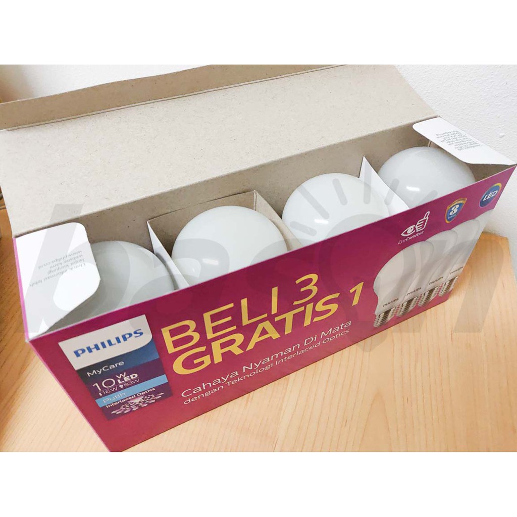 PHILIPS MyCare LED Bulb Paket Multipack 10W Putih - isi 4bh