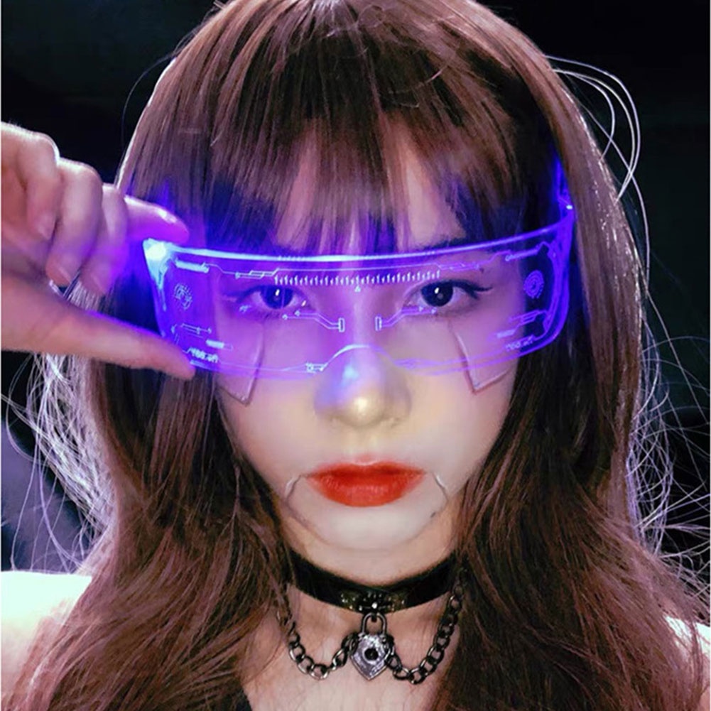 【TK】LED Luminous Sunglasses Vintage Punk Goggles Men Women Fashion Party Christmas Colorful Light Up Glasses Đạo cụ bầu không khí KTV