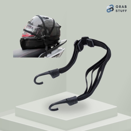 Tali Pengikat Helm Motor 2 Hook 65CM / Tali Helm Elastis Jala untuk Semua Jenis Helm Material Rubber Band Berkualitas / Tali Pengikat Helm di Jok Motor / Helmet Organizer / Aksesoris Helm Motor